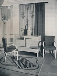 Esquina de una habitación diseñada por Hayes Marshall para Fortnum & Mason Ltd., Londres, 1936