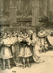 Coronación del rey Guillermo IV: la procesión real, abadía de Westminster, Londres, 1830, hacia 1890.