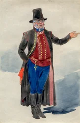 Diseño de vestuario para Dear Little Denmark, Prince of Wales Theatre, 1909