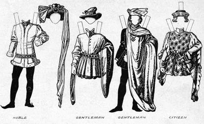 Trajes de hombres y mujeres usados en el período de Enrique V