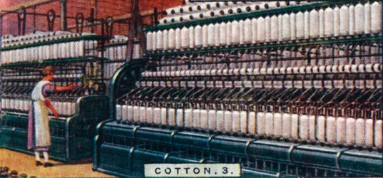 Algodón, 3. - Máquina de hilar, Lancashire, 1928