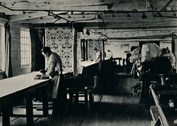 Impresión de algodón en Merton Abbey Works, c1884