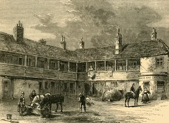 Patio del Rose and Crown, 1820, c1876