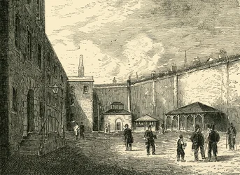 Patio en la prisión de Fleet, c1872