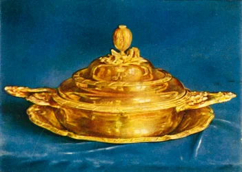 Tazón cubierto y plato, 1938
