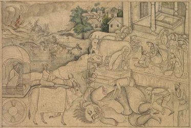 Cremación de la Demonio Putana, de un Krishna-Lila