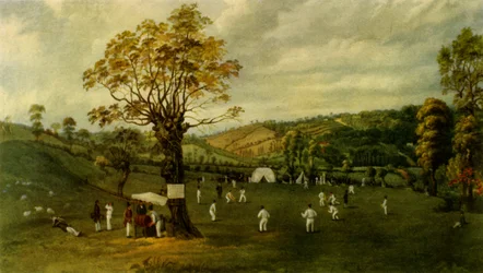 Partido de cricket entre Nottingham y Leicester, c. 1829, 1947