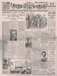 La vida de Crippen en el mar, portada del News of the World, 31 de julio de 1910