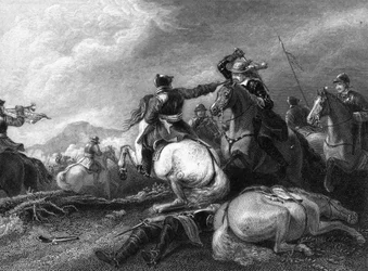 Cromwell en la batalla de Marston Moor, 2 de julio de 1644, siglo XIX