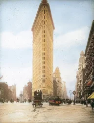 El edificio Flatiron (Fuller Building). Uno de los rascacielos más antiguos de Nueva York. Alrededor de 1905