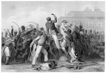 Muerte del Coronel Finnis en Meerut, 1857, c1860