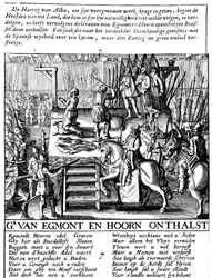 Decapitación del Conde Egmont y Hoorn en Bruselas durante la tiranía española en los Países Bajos, 1568