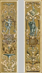 Pintura decorativa en el Louvre, París, Francia