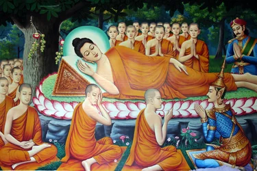 Representación de la muerte de Buda y su entrada en el nirvana. Camboya