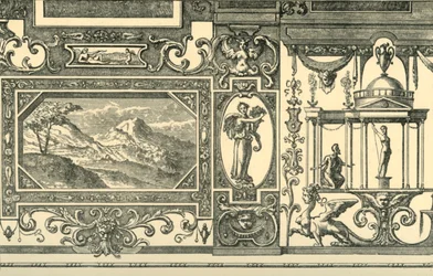 Diseño para una decoración de pared o techo en el gusto grotesco, siglo XVI, 1881