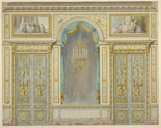 Diseño para la decoración de la pared del apartamento de María Antonieta en el Palacio de Fontainebleau