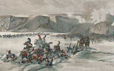 Destrucción de los rusos en retirada en el lago Satschan, 1805, 1896