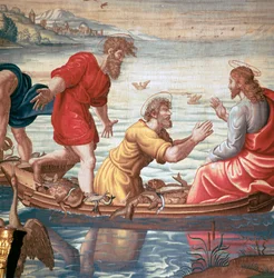 (detalle) de los Tapices de Mortlake, mostrando la pesca milagrosa, siglo XVII