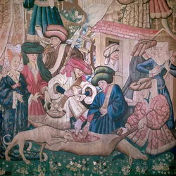 (detalle) de los Tapices de Caza de Devonshire, siglo XV