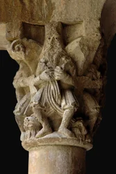 Detalle de un capitel en el claustro Sant Pere de Galligants, siglo XII