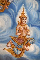 (detalle) de un fresco en Wat Chiang Mun, Chiang Mai, Tailandia