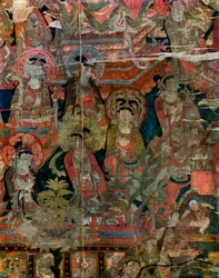 (detalle) de una imagen del Paraíso, chino, dinastía Tang, 618-907