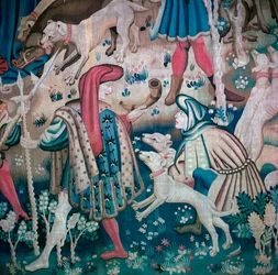 (detalle) de la caza del oso de los Tapices de Devonshire, siglo XV