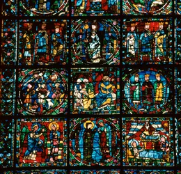 (detalle) de la Gran Ventana Oeste de la Catedral de Chartres, siglo XII