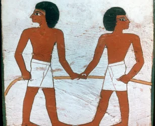 Detalle de la decoración de un sarcófago de La Dama de Madja, XVIII Dinastía