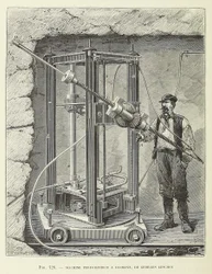 Máquina de Perforación de Diamante diseñada por Georges Leschot, pub. 1883 grabado, 1883