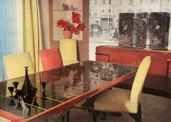 Comedor en laca sang-de-boeuf, por Hayes Marshall para Fortnum & Mason Ltd., Londres, 1937