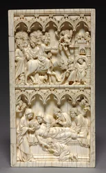 Díptico con escenas de la vida de Cristo ala derecha: Entrada en Jerusalén y Entierro, c. 13