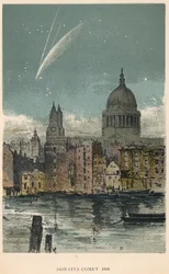 El cometa de Donati de 1858 visto sobre la Catedral de San Pablo, Londres, 1884
