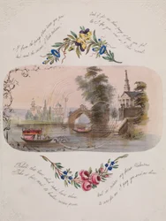 Doble San Valentín de Telaraña con Escena Veneciana, 1830-50