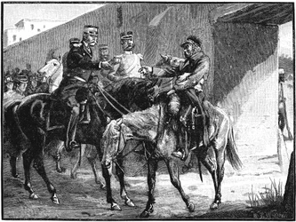 El Dr. Brydon llegando a Jelalabad con noticias de las muertes británicas, Primera Guerra Anglo-Afgana, 1842, c. 1885