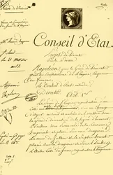 Borrador del decreto sobre la forma y composición del sello imperial, 10 de julio de 1804, 1921