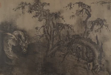 Dragones y paisaje, siglo XIV, más adición posterior