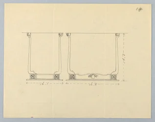 Dibujo, diseño para mesa rectangular pequeña con motivos de roseta