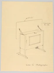 Dibujo, Diseño para una Caja con Tapa Inclinada para Fotografías
