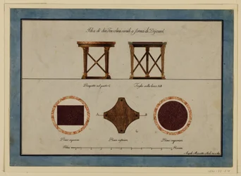 Dibujo, Diseño para dos pequeñas mesas de desayuno, principios del siglo XIX