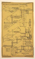 Dibujo, Diseño para una casa de operación masiva diseñada por Hector Guimard, construcción de la escalera