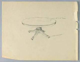Dibujo, Diseño para una Mesa Redonda con Pies de Garra de Animal