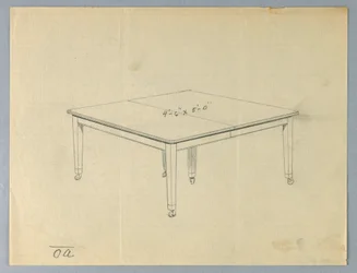 Dibujo, Diseño para una Mesa de Comedor Rectangular de Seis Patas