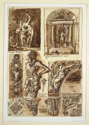 Dibujo, Hojas de estudios después de monumentos boloñeses, 1811-14