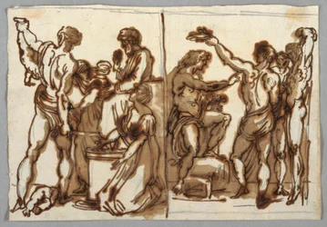El juicio de Salomón; El desollamiento de Marsias, ca. 1820