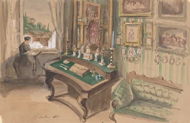 Dibujo de un interior: Salón, 1857