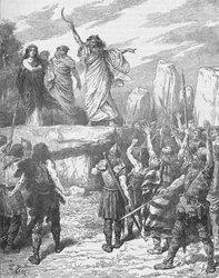 Druidas incitando a los britanos a oponerse al desembarco de los romanos, 43