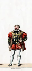 Duque de Suffolk, diseño de vestuario para la obra de Shakespeare, Enrique VIII, siglo XIX