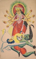 Durga matando al demonio Mahisha, 1800s