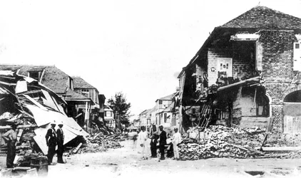 Daños por terremoto, Duke Street, Kingston, Jamaica, 1907